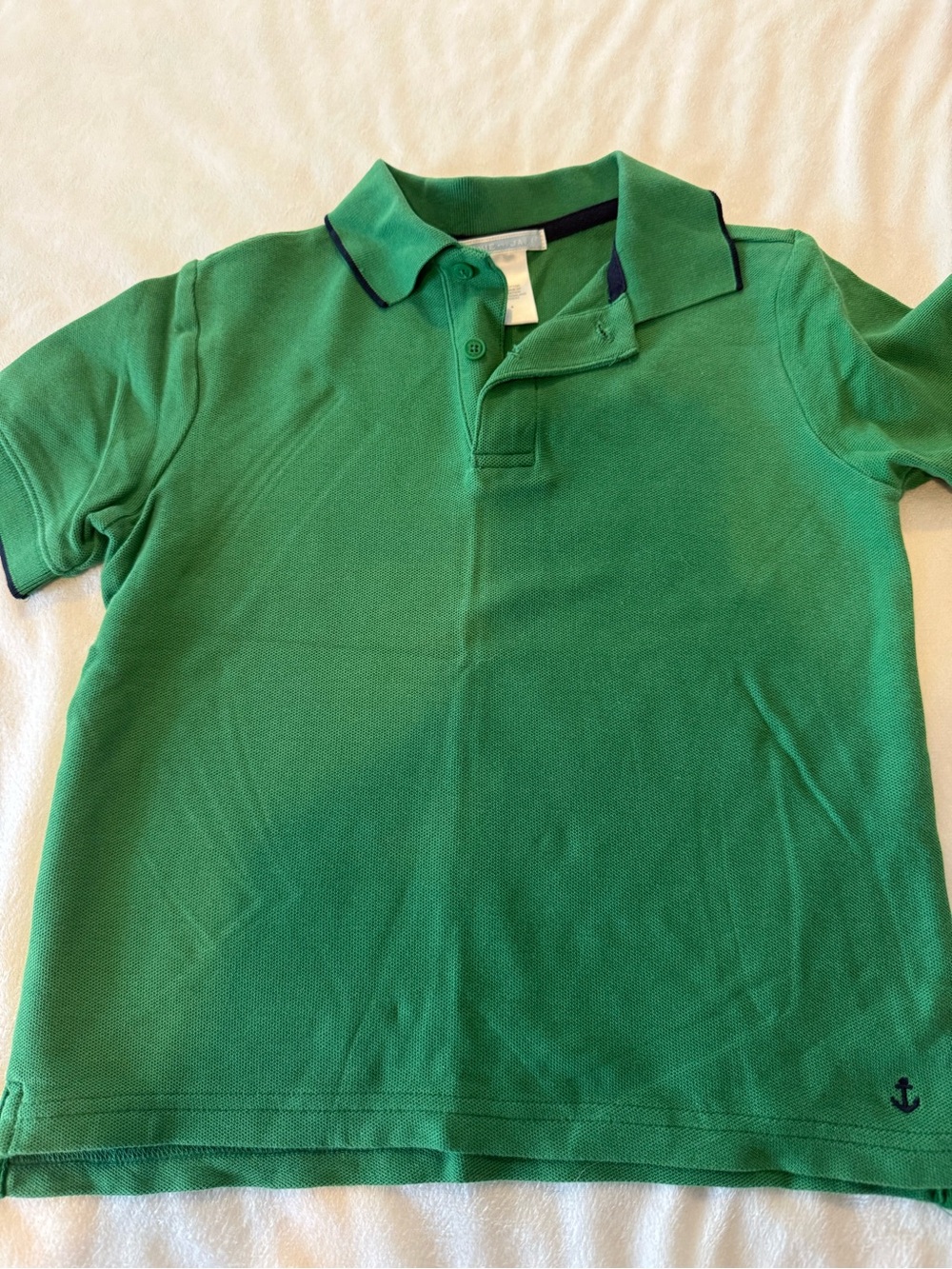 Janie and Jack Green Polo with Navy Trim and Anchor Accent